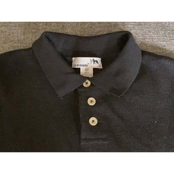 I Levrieri Black 100% Merino Wool Polo Sweater Italy Made Men's XL - Picture 3 of 5